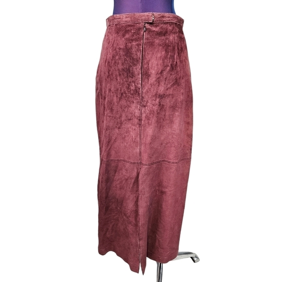 Brandon Thomas Mauve Suede Leather Maxi Skirt Size 4 Women's N86 - Picture 6 of 11